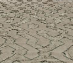 Doris Leslie Blau Collection Contemporary Silver Gray Hand Knotted Wool Silk Rug - 3578092
