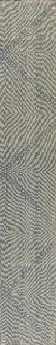 Doris Leslie Blau Collection Custom Flat Weave Blue Moroccan Style Runner - 3579807