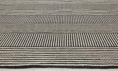 Doris Leslie Blau Collection Custom Flat Woven Wool Rug in Black White Stripes - 3578235