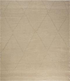 Doris Leslie Blau Collection Deux Diamond Beige and Brown Handmade Wool Rug - 3579822