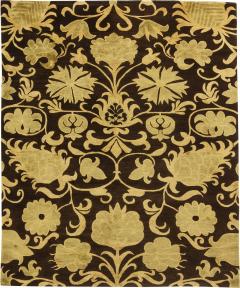 Doris Leslie Blau Collection European Inspired Gold Brown Handmade Wool Rug - 3579848