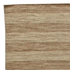 Doris Leslie Blau Collection Flat Weave Wool Rug in Brown and Beige Stripes - 3579884