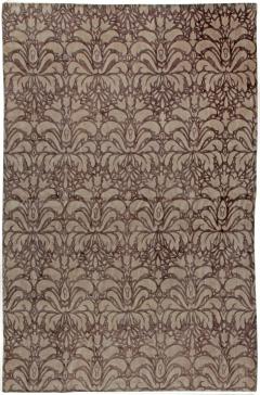 Doris Leslie Blau Collection Floral Design Handmade Wool Rug in Brown and Beige - 3578398