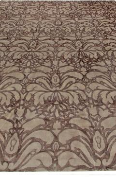 Doris Leslie Blau Collection Floral Design Handmade Wool Rug in Brown and Beige - 3578399
