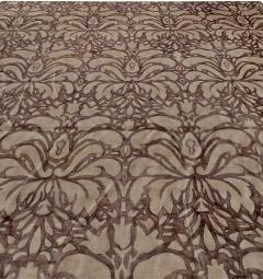 Doris Leslie Blau Collection Floral Design Handmade Wool Rug in Brown and Beige - 3578400