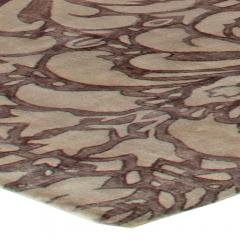 Doris Leslie Blau Collection Floral Design Handmade Wool Rug in Brown and Beige - 3578402