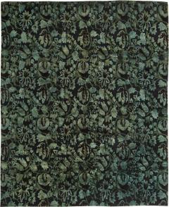 Doris Leslie Blau Collection Floral Green Black European Inspired Tibetan Rug - 3578715