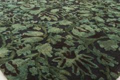 Doris Leslie Blau Collection Floral Green Black European Inspired Tibetan Rug - 3578717