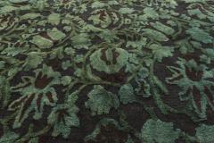 Doris Leslie Blau Collection Floral Green Black European Inspired Tibetan Rug - 3578718