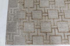 Doris Leslie Blau Collection Geo Henley Silk and Wool Rug in Silver Grey - 3580990