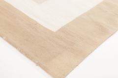 Doris Leslie Blau Collection Geometric Beige White Flat Weave Wool Modern Rug - 3578733
