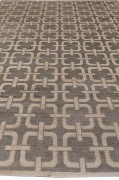 Doris Leslie Blau Collection Geometric Design Gray and Beige Rug - 3581012