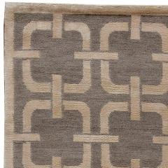 Doris Leslie Blau Collection Geometric Design Gray and Beige Rug - 3581017
