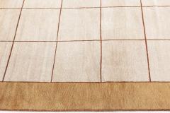 Doris Leslie Blau Collection Geometric Design Silk Rug in beige brown and white - 3578102