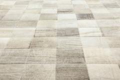 Doris Leslie Blau Collection Geometric Hair on Hide Gray Leather Runner - 3581020