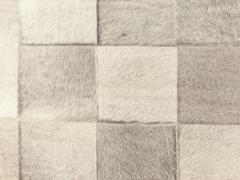 Doris Leslie Blau Collection Geometric Hair on Hide Gray Leather Runner - 3581024