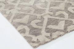 Doris Leslie Blau Collection Geometric Handmade Wool Runner in Brown and Beige - 3578746