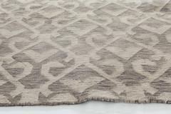 Doris Leslie Blau Collection Geometric Handmade Wool Runner in Brown and Beige - 3578750