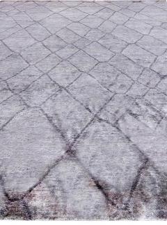 Doris Leslie Blau Collection Geometric Silver Gray Handmade Silk Rug - 3581026