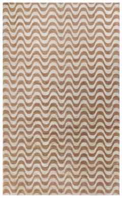 Doris Leslie Blau Collection Gold Waves Design Handmade Wool and Silk Rug - 3579945