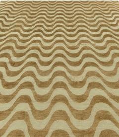 Doris Leslie Blau Collection Gold Waves Design Handmade Wool and Silk Rug - 3579946