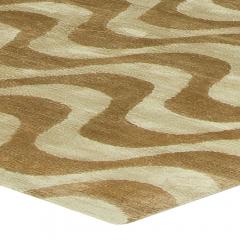 Doris Leslie Blau Collection Gold Waves Design Handmade Wool and Silk Rug - 3579949