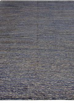 Doris Leslie Blau Collection Hemp and Silk Rug in Indigo and Sky Blue Stripes - 3578933
