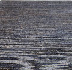 Doris Leslie Blau Collection Hemp and Silk Rug in Indigo and Sky Blue Stripes - 3578936