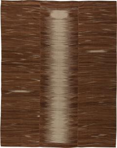 Doris Leslie Blau Collection Honaz Turkish Modern Brown White Kilim Rug - 3580022