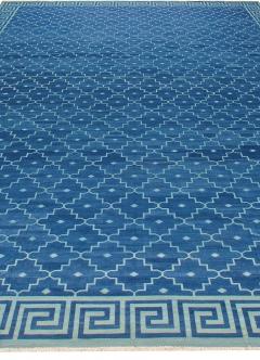 Doris Leslie Blau Collection Indian Dhurrie Deep Blue Flat Weave Cotton Rug - 3580030