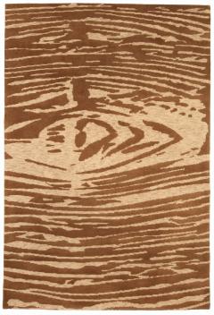 Doris Leslie Blau Collection Modern Abstract Whirl Brown Handmade Wool Rug - 3580073