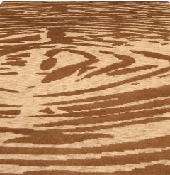 Doris Leslie Blau Collection Modern Abstract Whirl Brown Handmade Wool Rug - 3580075