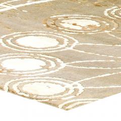 Doris Leslie Blau Collection Modern Abstract White Brown Handmade Wool Silk Rug - 3578479