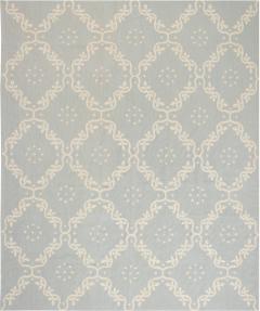 Doris Leslie Blau Collection Modern Aubusson Design Blue White Rug - 3581196