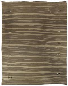 Doris Leslie Blau Collection Modern Brown Striped Handmade Wool Rug - 3581232