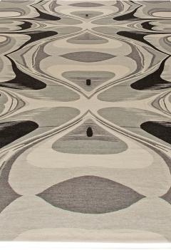 Doris Leslie Blau Collection Modern Cyclone Flat Weave Rug in Beige and Gray - 3580140