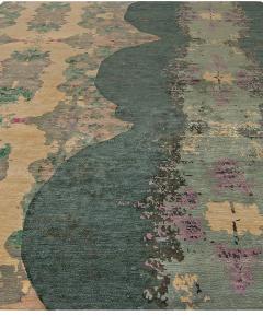 Doris Leslie Blau Collection Modern Eskayel Jangala Abstract Green Silk Rug - 3580145