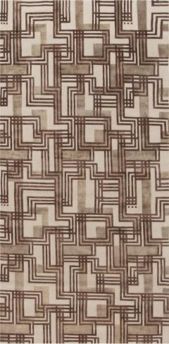 Doris Leslie Blau Collection Modern Geometric Hand Knotted Silk Runner - 3581248