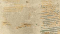 Doris Leslie Blau Collection Modern Gold Blue Gray Hand Knotted Wool Silk Runner - 3578358