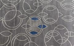 Doris Leslie Blau Collection Modern Hummingbird Silver Handmade Wool Silk Rug - 4008615