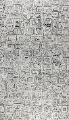 Doris Leslie Blau Collection Modern Quagmire Black and White Geometric Wool Rug - 3578595