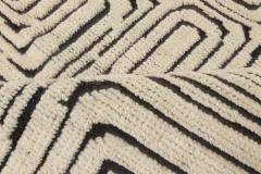 Doris Leslie Blau Collection Modern Quagmire Black and White Geometric Wool Rug - 3578597