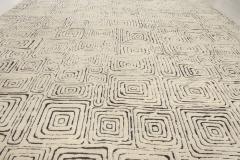 Doris Leslie Blau Collection Modern Quagmire Black and White Geometric Wool Rug - 3578599