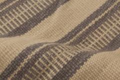 Doris Leslie Blau Collection Modern Striped Beige Brown Handmade Wool Rug - 3580210