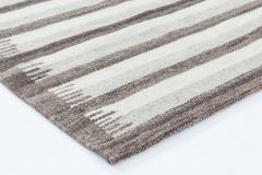 Doris Leslie Blau Collection Modern Striped Gray Anthracite Flat Weave Wool Rug - 3578197