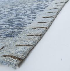 Doris Leslie Blau Collection Modern Swedish Design Blue Handmade Wool Pile Rug - 3578723