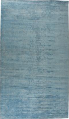Doris Leslie Blau Collection Modern Traditional Blue Handmade Linen Silk Rug - 3578900