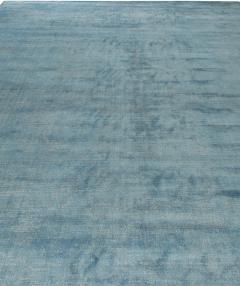 Doris Leslie Blau Collection Modern Traditional Blue Handmade Linen Silk Rug - 3578901