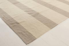 Doris Leslie Blau Collection Oversized Modern Striped Beige Gray Flat Weave Rug - 3578342