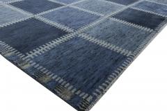 Doris Leslie Blau Collection Oversized Swedish Gyllenrutand Design Blue Pile Rug - 3578183